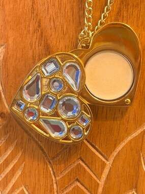 Juicy Couture Viva La Juicy Solid Perfume Heart Locket Rhinestone Necklace